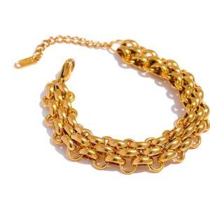 NEW 18K Gold Braided Cuban Chain Bracelet